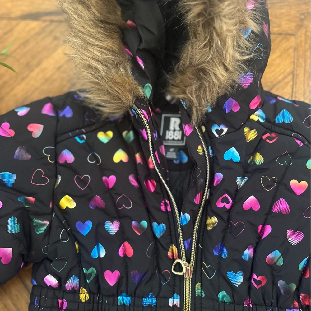 Colorful Heart Kids Puffer Jacket